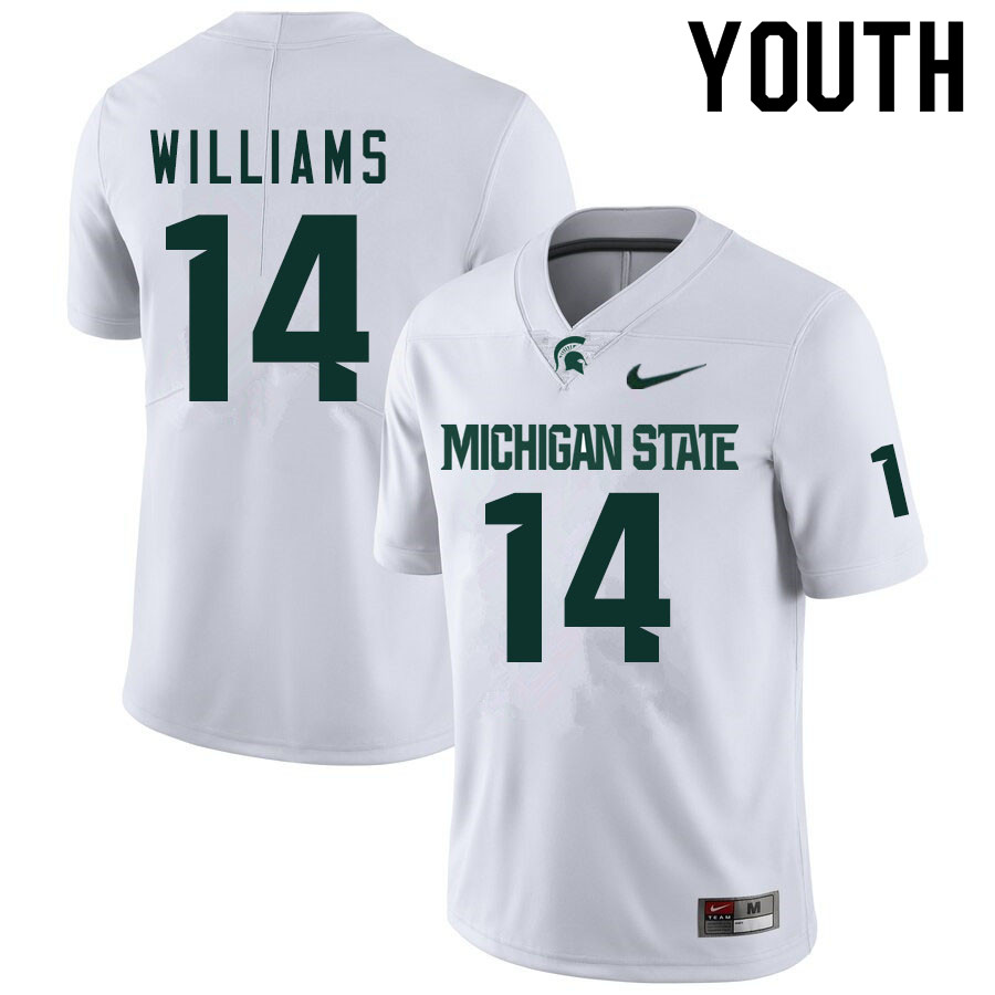 Youth #14 Davion Williams Michigan State Spartans College Football Jerseys Sale-White